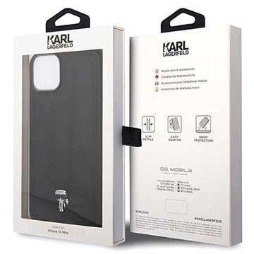 Karl Lagerfeld Quilted Puffy Ikonik Logo iPhone 14 Hybrid Cover - Sort