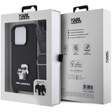 iPhone 15 Pro Karl Lagerfeld Saffiano Crossbody Metal Karl & Choupette Cover - Sort