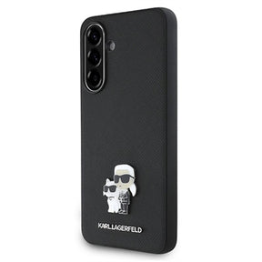 Samsung Galaxy A36 Karl Lagerfeld Saffiano Metal Karl and Choupette Cover - Sort