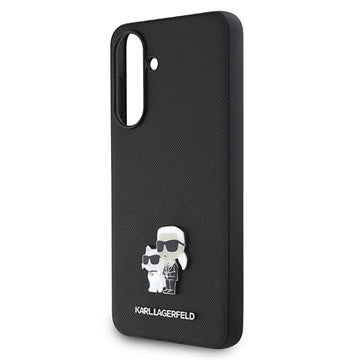 Samsung Galaxy A36 Karl Lagerfeld Saffiano Metal Karl and Choupette Cover - Sort