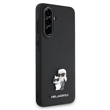 Samsung Galaxy A36 Karl Lagerfeld Saffiano Metal Karl and Choupette Cover - Sort