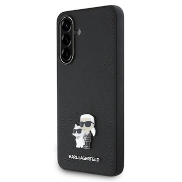 Samsung Galaxy A56 Karl Lagerfeld Saffiano Metal Karl and Choupette Cover - Sort