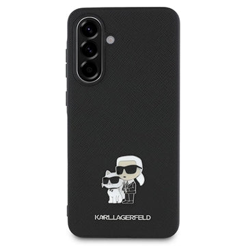 Samsung Galaxy A56 Karl Lagerfeld Saffiano Metal Karl and Choupette Cover - Sort