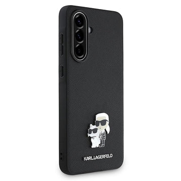 Samsung Galaxy A56 Karl Lagerfeld Saffiano Metal Karl and Choupette Cover - Sort