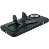 iPhone 14 Plus Belagt Cover med Kortholder og Kickstand - Grøn