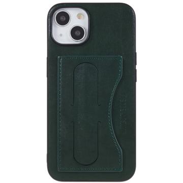 iPhone 14 Plus Belagt Cover med Kortholder og Kickstand - Grøn