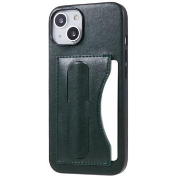 iPhone 14 Plus Belagt Cover med Kortholder og Kickstand - Grøn