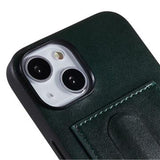 iPhone 14 Plus Belagt Cover med Kortholder og Kickstand - Grøn
