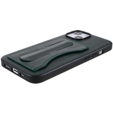 iPhone 14 Plus Belagt Cover med Kortholder og Kickstand - Grøn