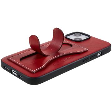iPhone 14 Plus Belagt Cover med Kortholder og Kickstand - Rød