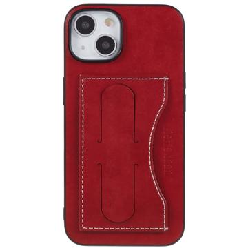iPhone 14 Plus Belagt Cover med Kortholder og Kickstand - Rød