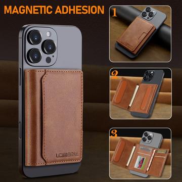 LC.IMEEKE Magnetisk kortholder med kickstand-funktion - Brun