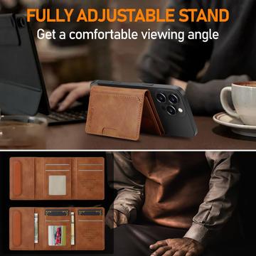 LC.IMEEKE Magnetisk kortholder med kickstand-funktion - Brun