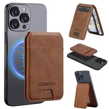 LC.IMEEKE RFID-blokerende magnetisk kortholder med kickstand - brun