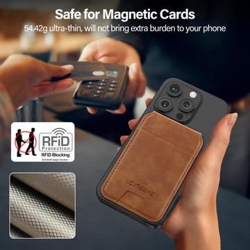 LC.IMEEKE RFID-blokerende magnetisk kortholder med kickstand - brun