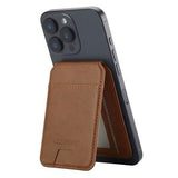 LC.IMEEKE RFID-blokerende magnetisk kortholder med kickstand - brun