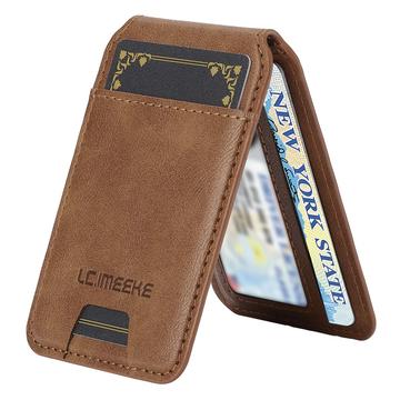 LC.IMEEKE RFID-blokerende magnetisk kortholder med kickstand - brun