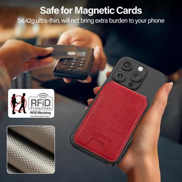 LC.IMEEKE RFID-blokerende magnetisk kortholder med kickstand - rød