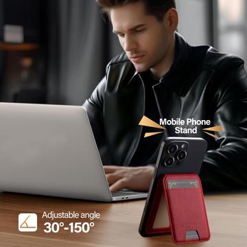 LC.IMEEKE RFID-blokerende magnetisk kortholder med kickstand - rød
