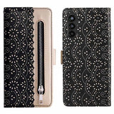 Lace Pattern Samsung Galaxy A13 5G Pung Cover - Sort