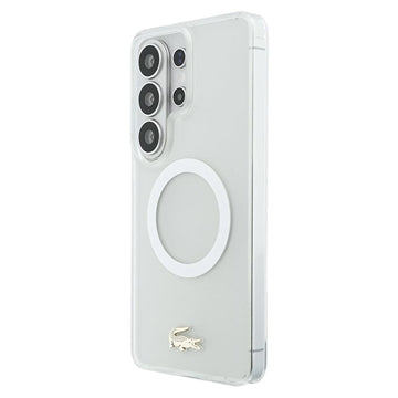 Samsung Galaxy S26 Ultra Lacoste Frosted Finish Gold Logo Hybrid Cover - MagSafe-kompatibel - Hvid