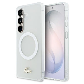 Samsung Galaxy S26 Lacoste Frosted Finish Gold Logo Hybrid Cover - MagSafe-kompatibel - Hvid