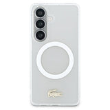 Samsung Galaxy S26 Lacoste Frosted Finish Gold Logo Hybrid Cover - MagSafe-kompatibel - Hvid
