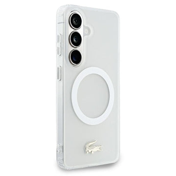 Samsung Galaxy S26 Lacoste Frosted Finish Gold Logo Hybrid Cover - MagSafe-kompatibel - Hvid