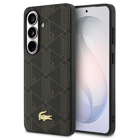 Samsung Galaxy S26+ Lacoste PVC Blend Monogram Gold Logo magnetisk cover - Brun