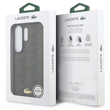 Samsung Galaxy S26 Ultra Lacoste PVC Blend Monogram Gold Logo magnetisk cover - Brun
