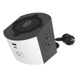 Legrand 049412 Stikdåse 2x2P+T med trådløs oplader - 10A/2m - Hvid / Sort