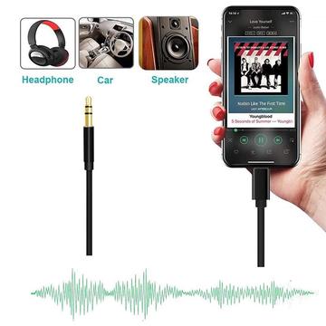Lightning til 3.5mm lydkabel til iPhone, iPad - 1m - Sort