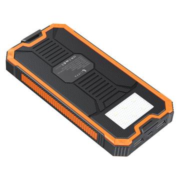 Lippa 10000mAh Solar Power Bank - 2x USB-A - Sort