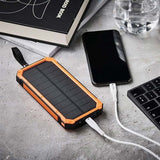 Lippa 10000mAh Solar Power Bank - 2x USB-A - Sort