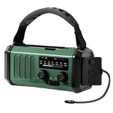Lippa FM-nødradio med håndsving, solpanel, kompas og 10000mAh powerbank - grøn