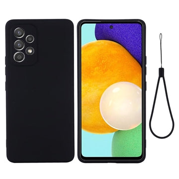 Samsung Galaxy A33 5G Liquid Silikone Cover med Strop - Sort