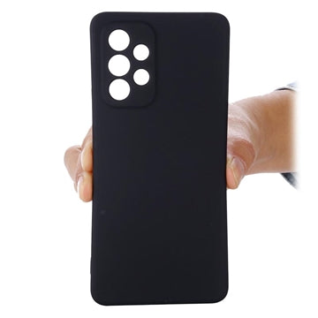 Samsung Galaxy A33 5G Liquid Silikone Cover med Strop - Sort