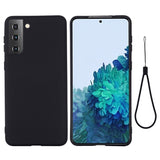 Samsung Galaxy S21 5G Liquid Silikone Cover med Strop - Sort