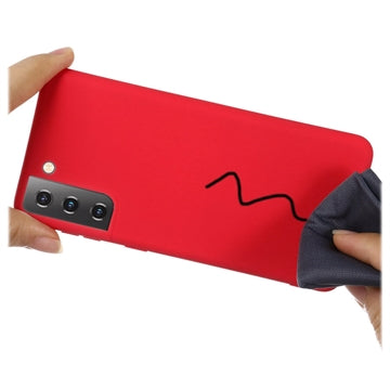 Samsung Galaxy S21 5G Liquid Silikone Cover med Strop - Rød