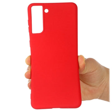Samsung Galaxy S21 5G Liquid Silikone Cover med Strop - Rød