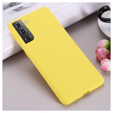 Samsung Galaxy S21 5G Liquid Silikone Cover med Strop - Gul
