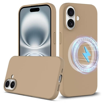 iPhone 16 Plus Liquid Silikone Cover - MagSafe Kompatibel - Ørken guld