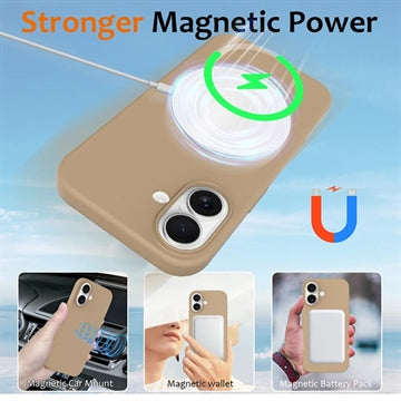 iPhone 16 Plus Liquid Silikone Cover - MagSafe Kompatibel - Ørken guld