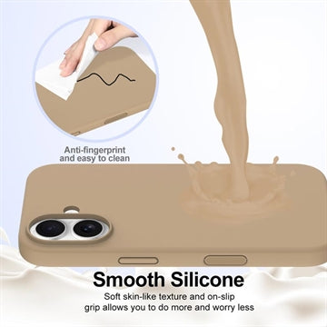 iPhone 16 Plus Liquid Silikone Cover - MagSafe Kompatibel - Ørken guld