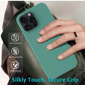 iPhone 16 Pro Liquid Silikone Cover med Strop - Mørkegrøn