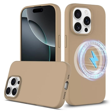 iPhone 16 Pro Max Liquid Silikone Cover - MagSafe Kompatibel - Ørken guld