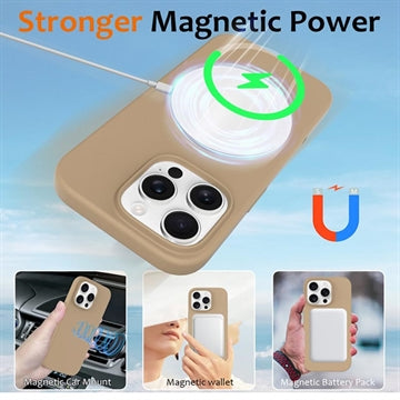iPhone 16 Pro Max Liquid Silikone Cover - MagSafe Kompatibel - Ørken guld