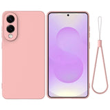 Samsung Galaxy S25 Edge Flydende silikone cover med håndrem - Pink