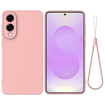 Samsung Galaxy S25 Edge Flydende silikone cover med håndrem - Pink