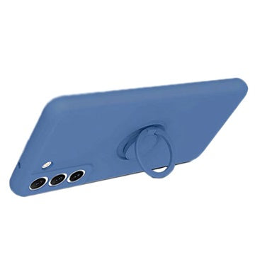 Samsung Galaxy S21 FE 5G Liquid Silikone Cover med Ring Holder - Blå